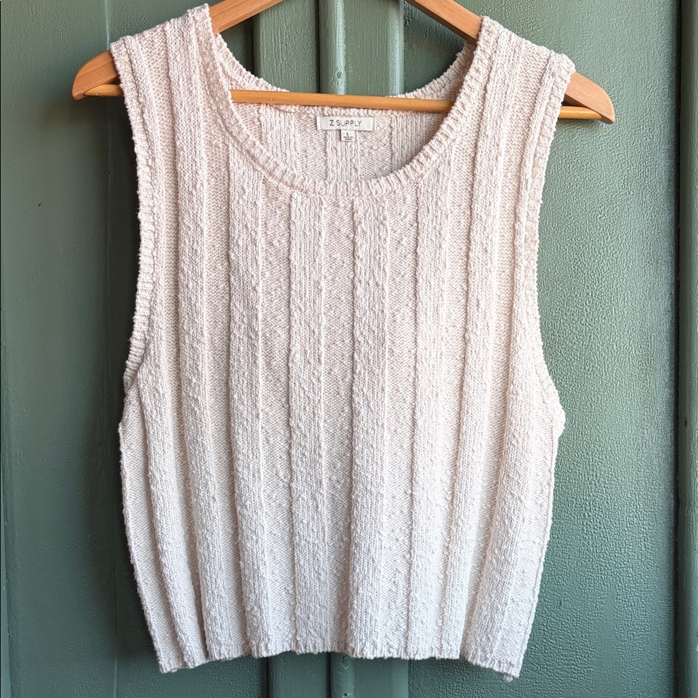 Z Supply Cream Ribbed Sleeveless Knit Tank